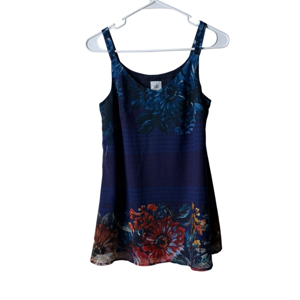 Cabi 3434 Navy Blue Setting Floral Tunic Tank Top